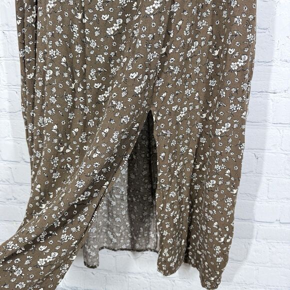 Cottage Milkmaid Midi Dress Women Plus 3X Brown Floral Puff Sleeve Prairie - Picture 7 of 14